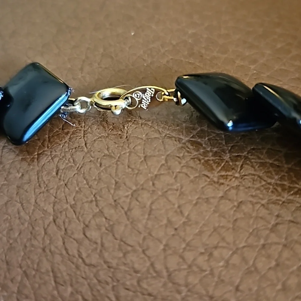 VTG TRIFARI Black Square Acrylic Beaded Collar Necklace
